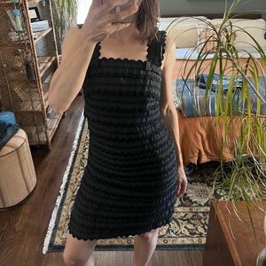 Vintage French Connection black mini dress with rickrack trim size 4